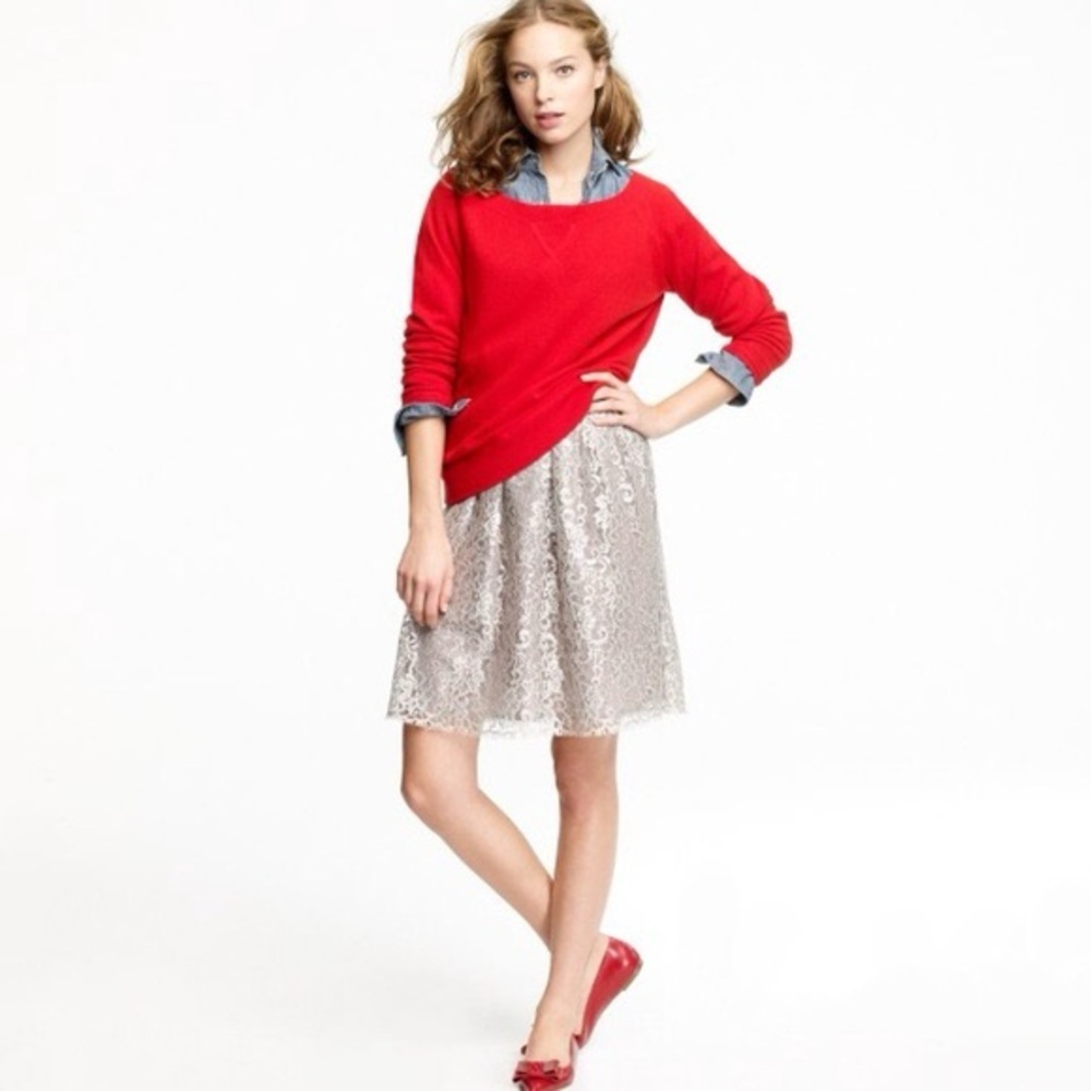 NEW J Crew Metallic Lace Overlay Skirt XS